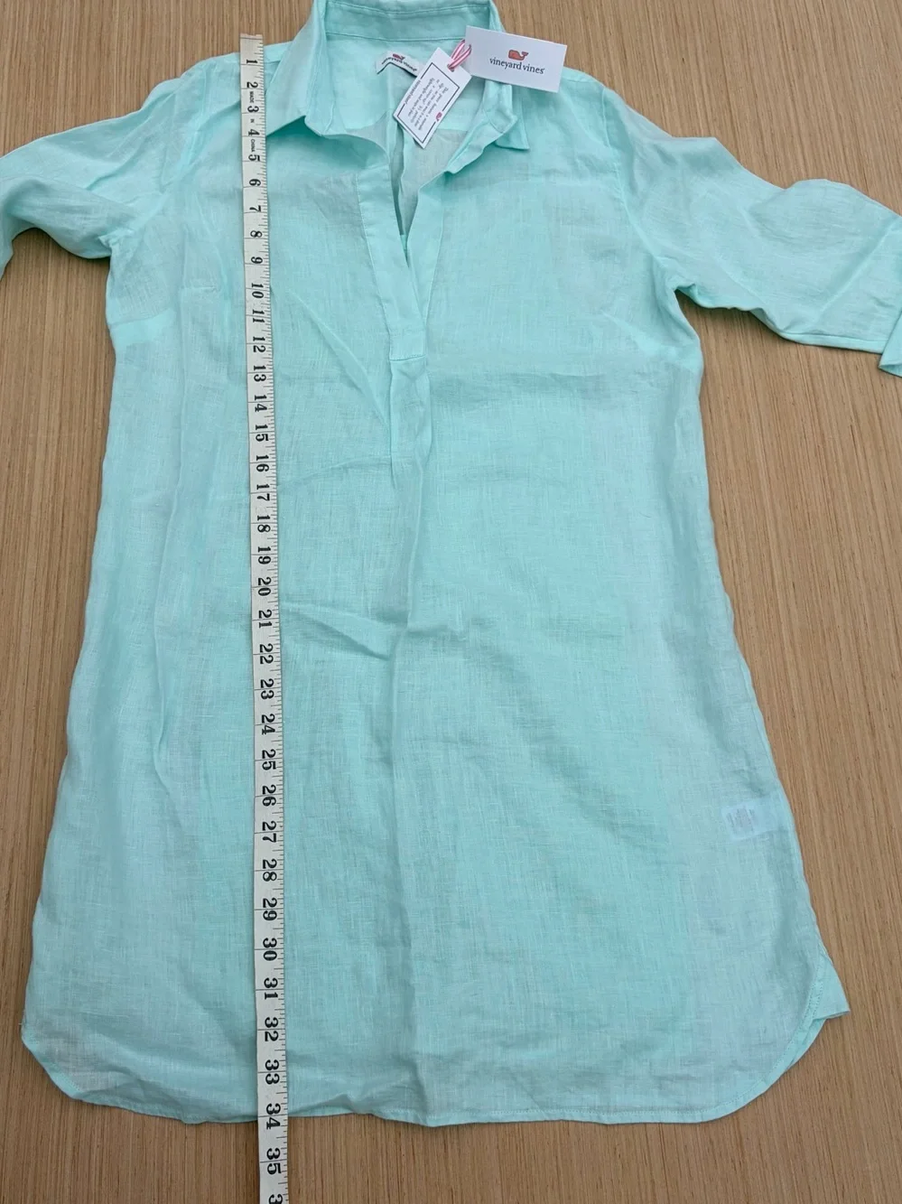 NEW Vineyard Vines Solid Lucaya Coverup Dress Linen Blue Green - Picture 6 of 15